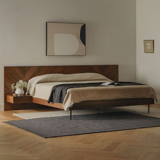 Nera Walnut King Bed with Nightstands