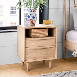 Lenia White Oak 2-Drawer Nightstand