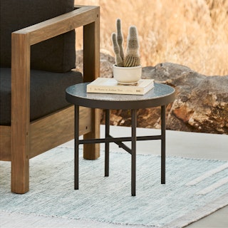 Gera Black Granite 18" Side Table