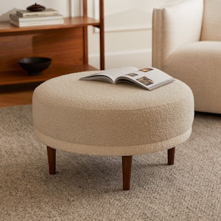 Kayra Ivory Bouclé Ottoman