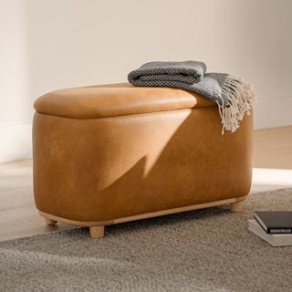 Maribo Rawhide Tan 32" Storage Ottoman