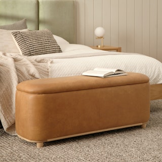 Maribo Rawhide Tan 48" Storage Ottoman