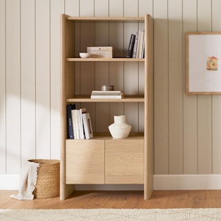 Torme White Oak Tall Bookcase