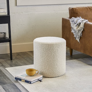 Cilo Ivory Bouclé Ottoman