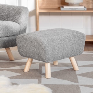 Gabriola Dover Gray Bouclé Ottoman