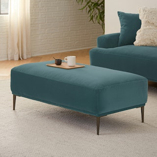 Abisko Plush Pacific Blue Ottoman