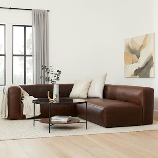 Cigar 94.5" Leather Reversible Sectional - Rawhide Brown