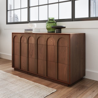 Prima Walnut 6-Drawer Double Dresser