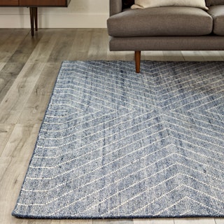 Parallel Wave Blue / White Rug 8 x 10