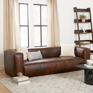 Cigar 92" Leather Sofa - Rawhide Brown