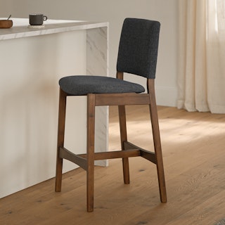 Nosh Denim Blue Walnut Counter Stool