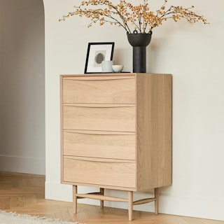 Lenia White Oak 4-Drawer Chest