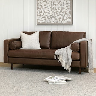 Sven 72" Tufted Leather Loveseat - Charme Chocolat