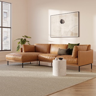 Olsen 110" Leather Left Sectional - Charme Tan