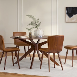 Conan Walnut Round Dining Table