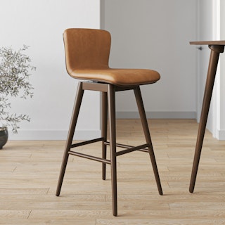 Sede Toscana Tan Walnut Swivel Bar Stool