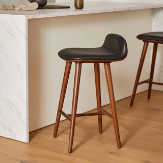 Sede Black Leather Walnut Counter Stool