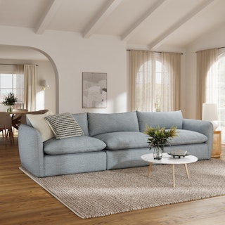 Leigh 132" Modular Sofa - Silver Light Blue