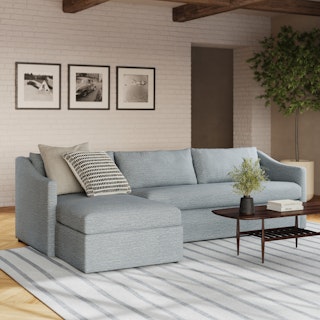 Landry 109" Left Sleeper Sectional -  Silver Light Blue