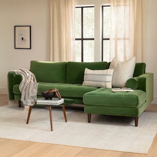 Sven 100" Velvet Tufted Right Sectional - Grass Green