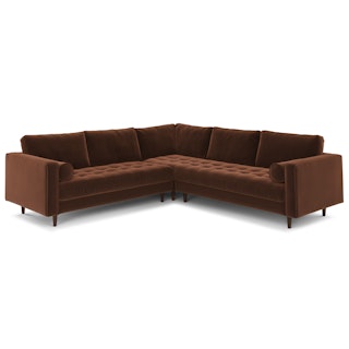 Sven Plush Pacific Brown Corner Sectional Sofa